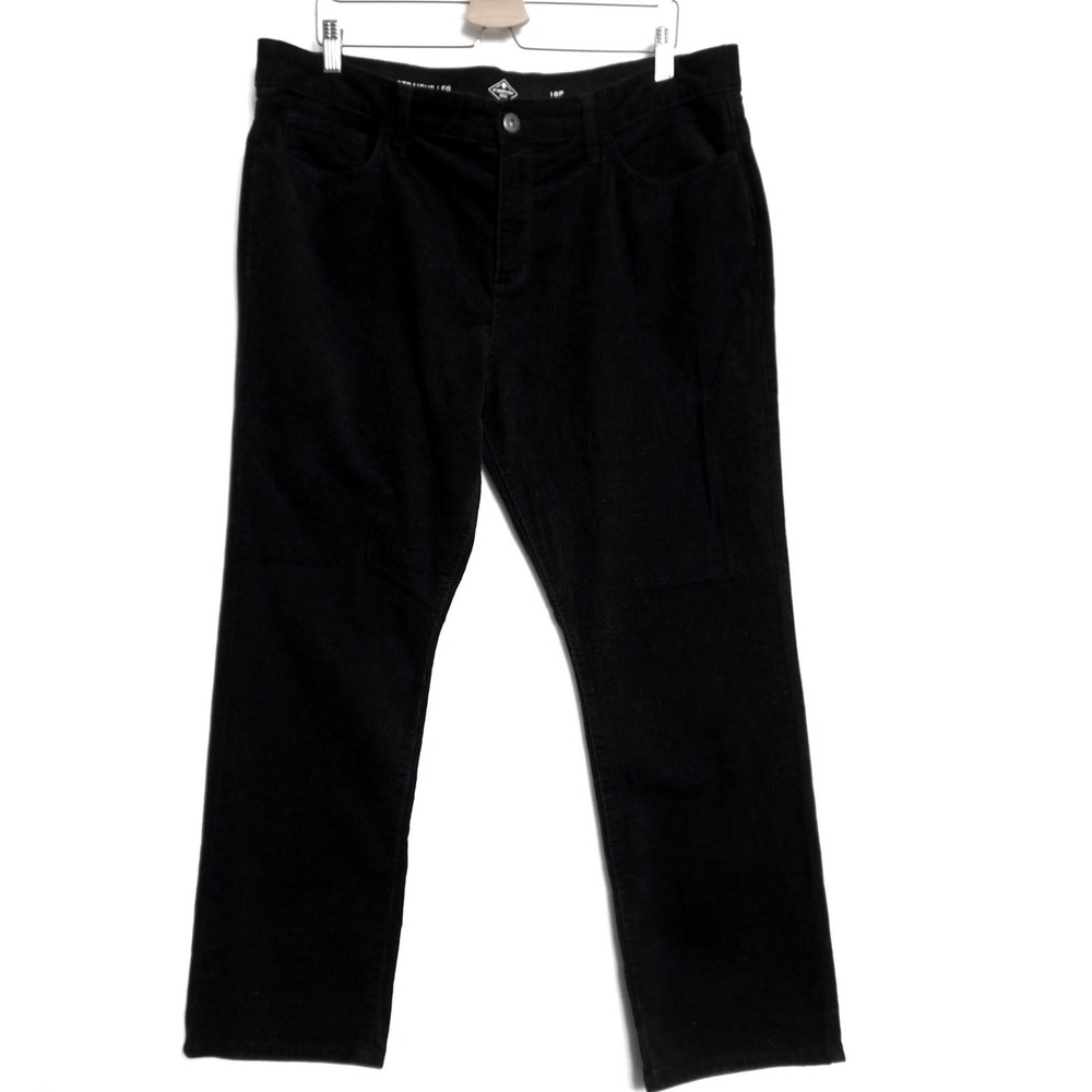 St Johns Bay Pants Womens 18P Black‎ Corduroy Straight Leg Casual Comfort Daily